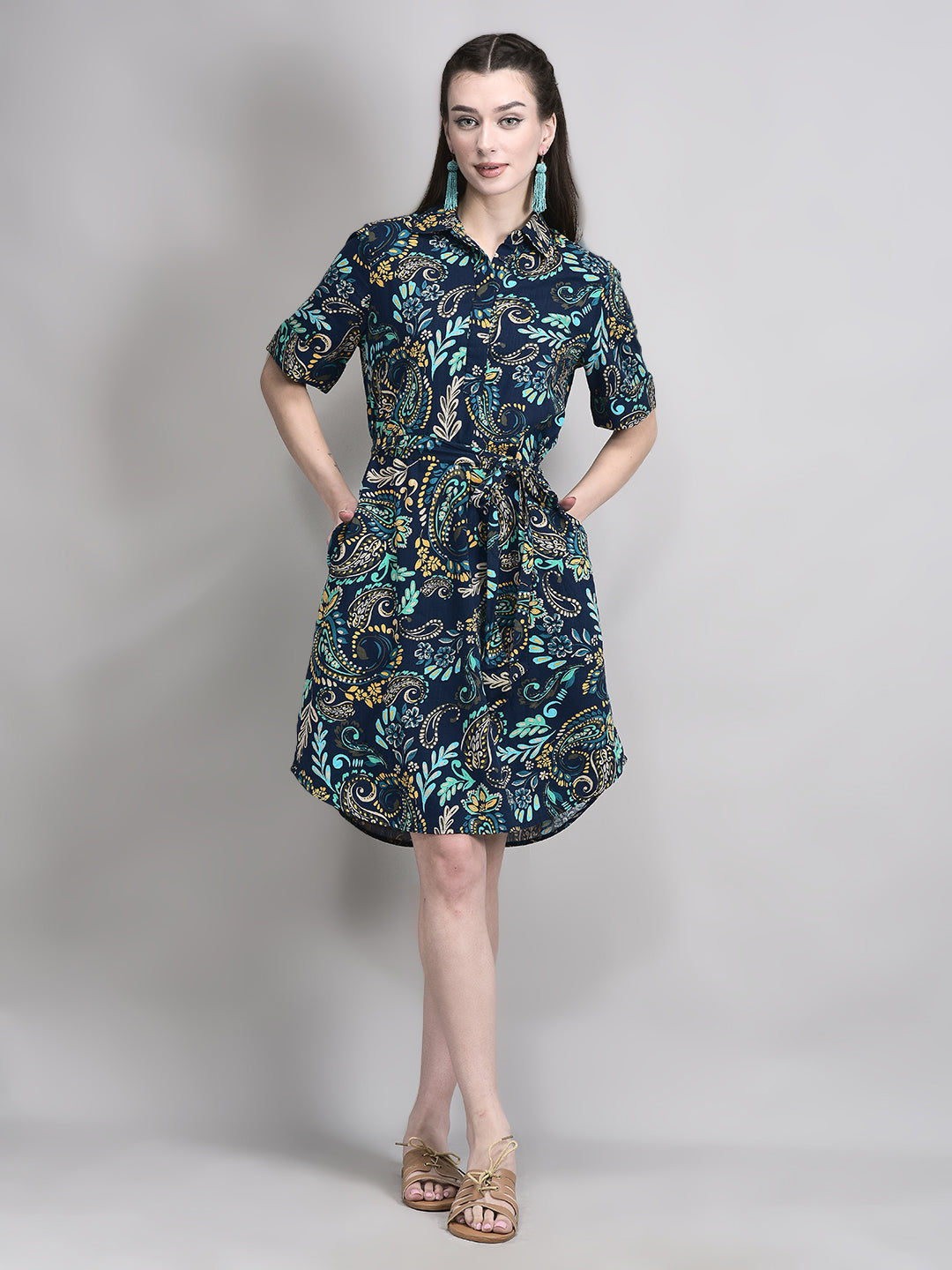 Classic Blue Paisley Shift Dress
