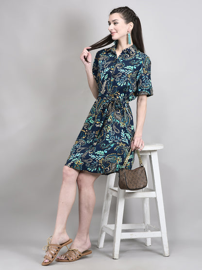 Classic Blue Paisley Shift Dress