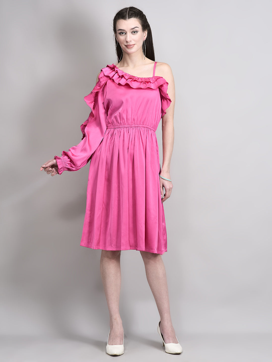 One Sleeve Frill Dress