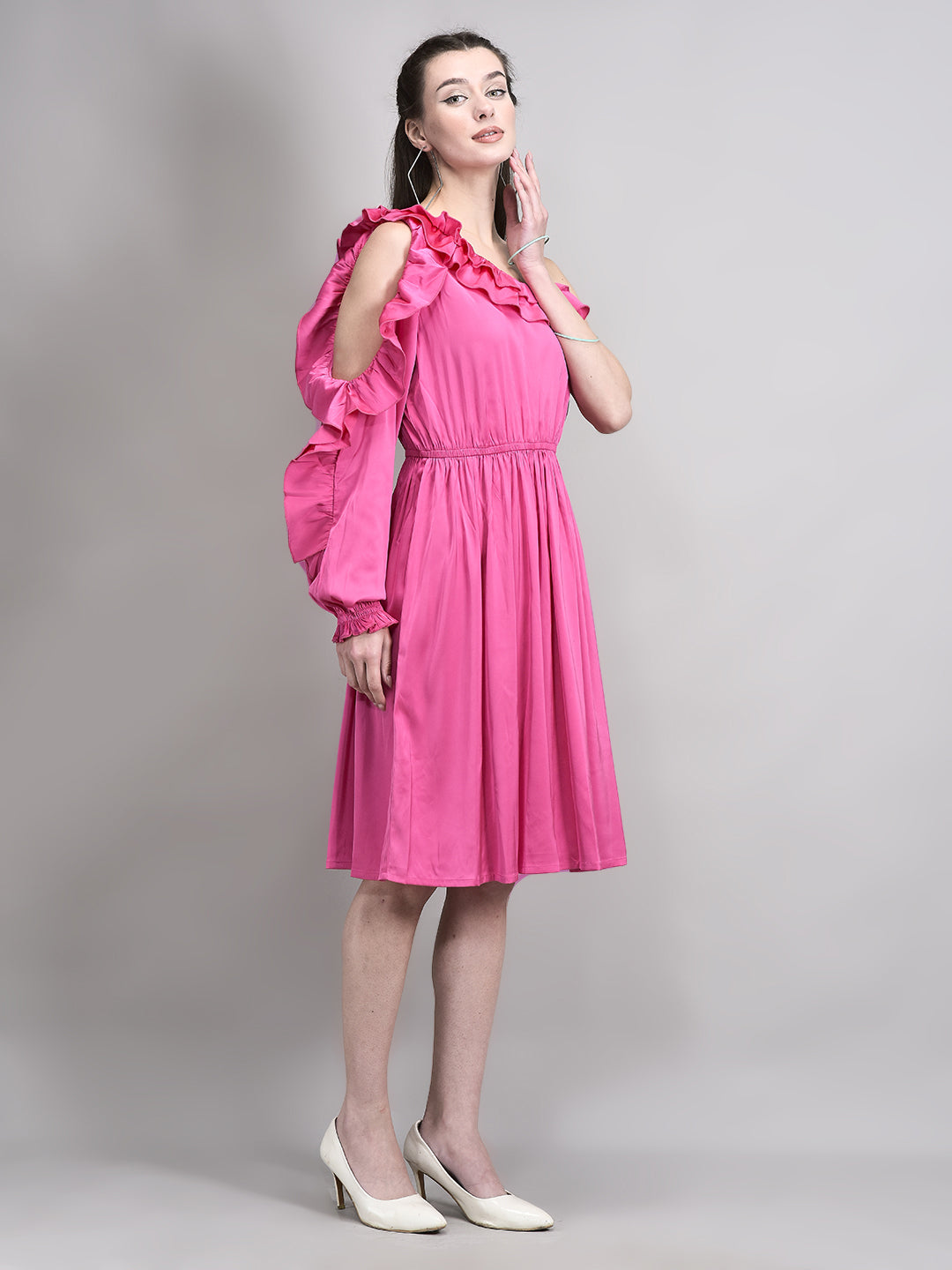 One Sleeve Frill Dress