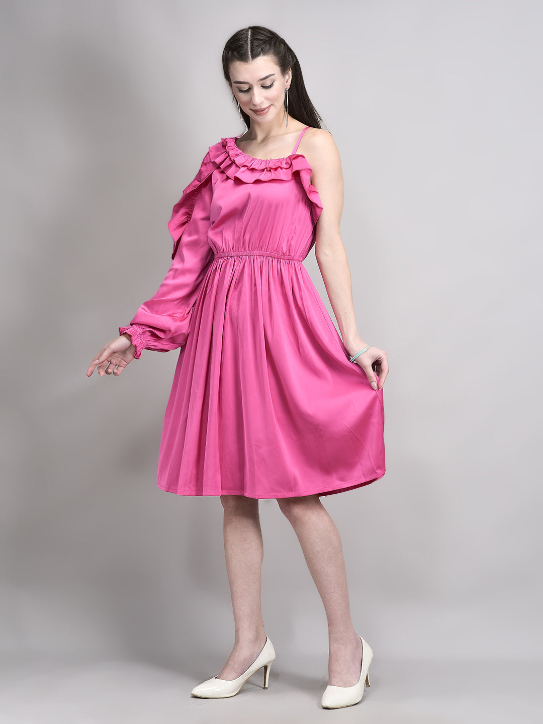 One Sleeve Frill Dress