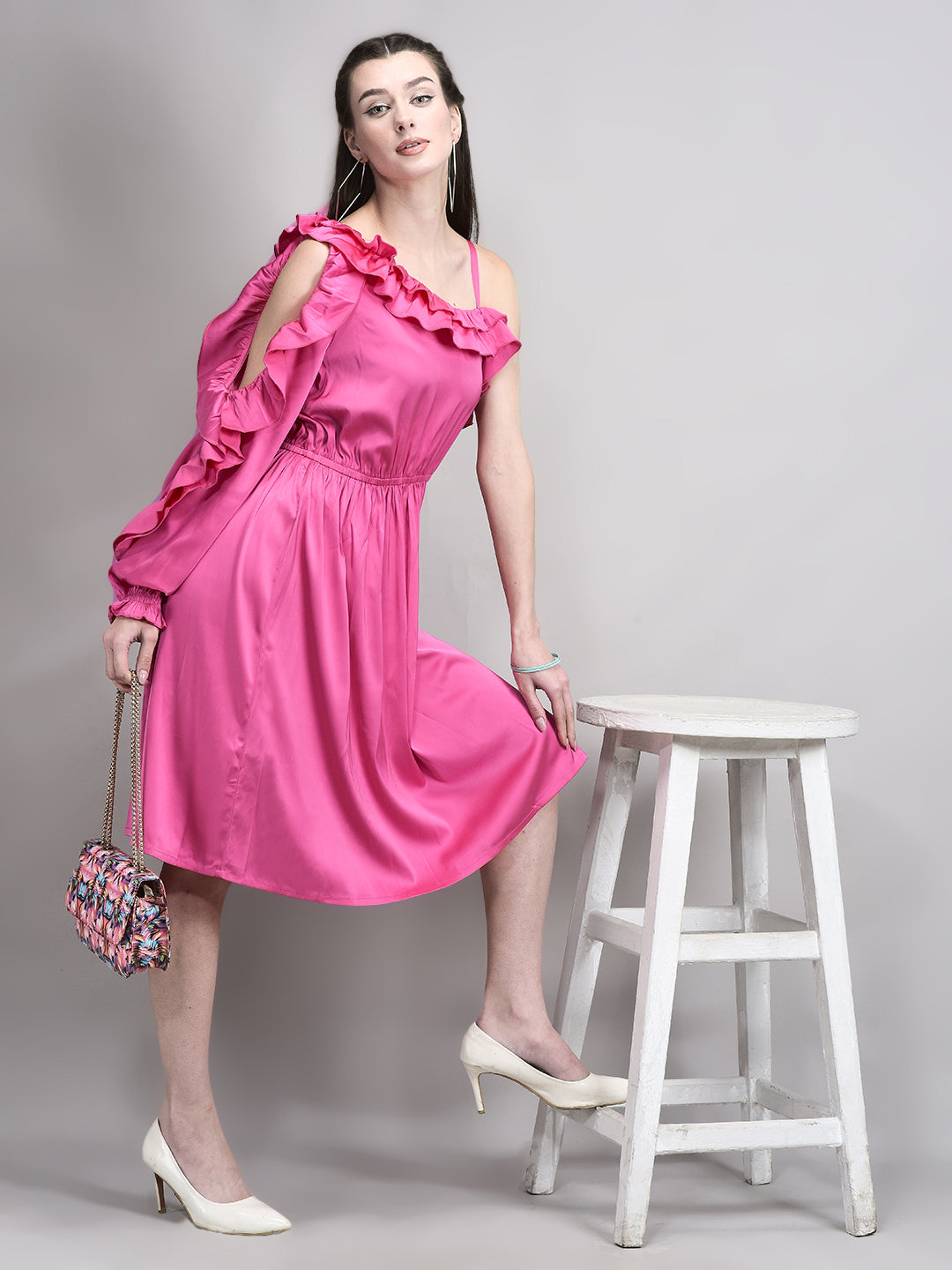 One Sleeve Frill Dress