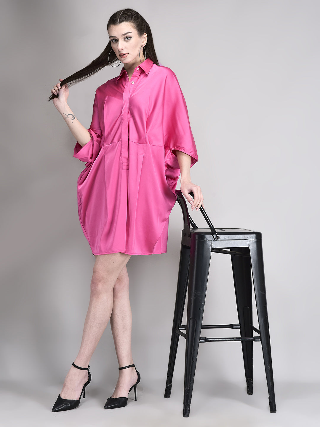 Luxe Pink Satin Cocoon Dress