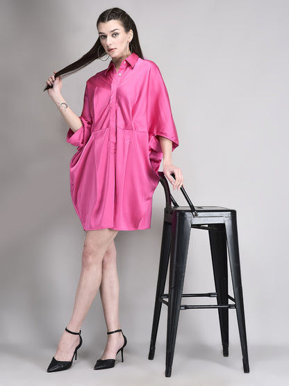 Luxe Pink Satin Cocoon Dress