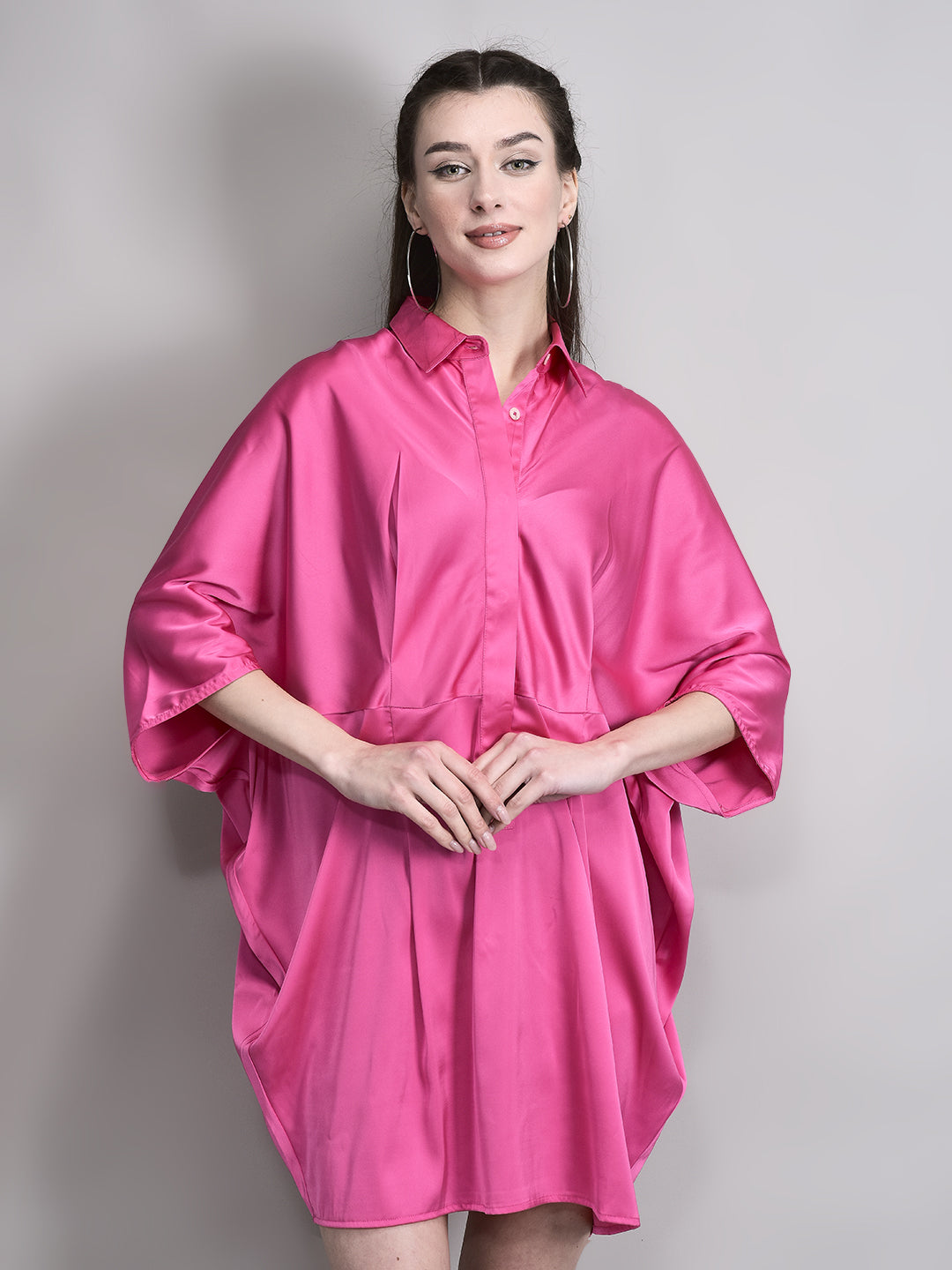 Luxe Pink Satin Cocoon Dress