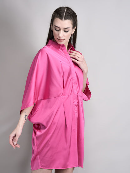 Luxe Pink Satin Cocoon Dress