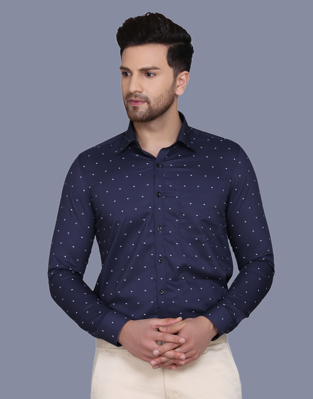 Cotton Satin Ditsy Printed Shirt