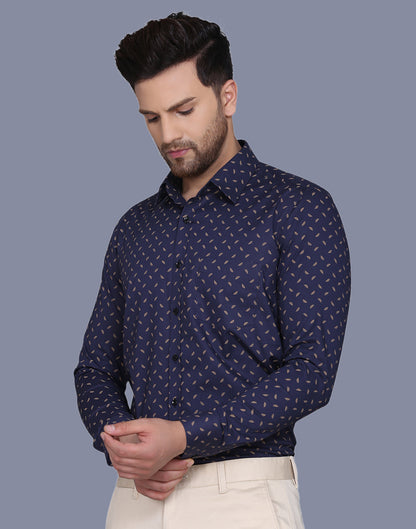 Cotton Satin Leaf Ditsy Printed Shirt