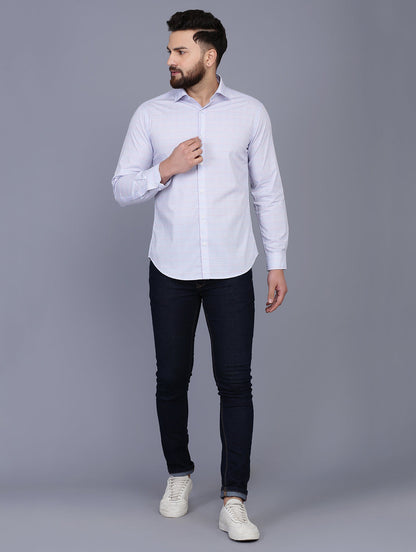 Blue Cotton Checkered Shirt