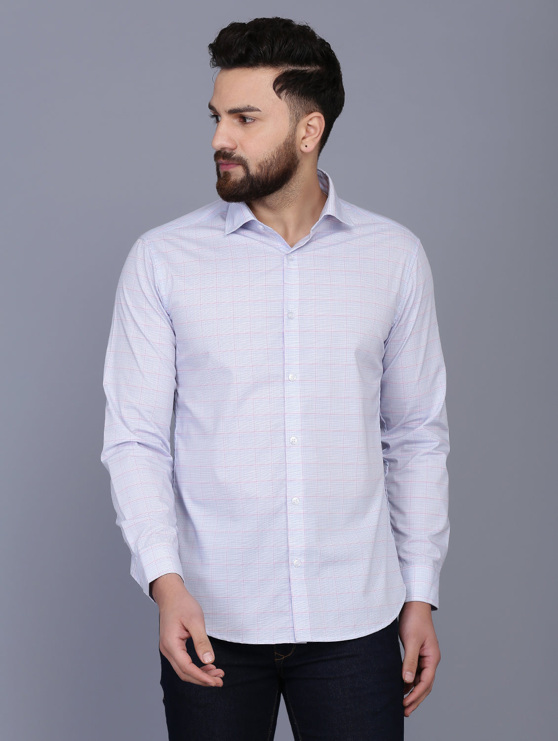 Blue Cotton checkered shirt