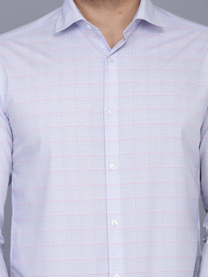 Blue Cotton Checkered Shirt