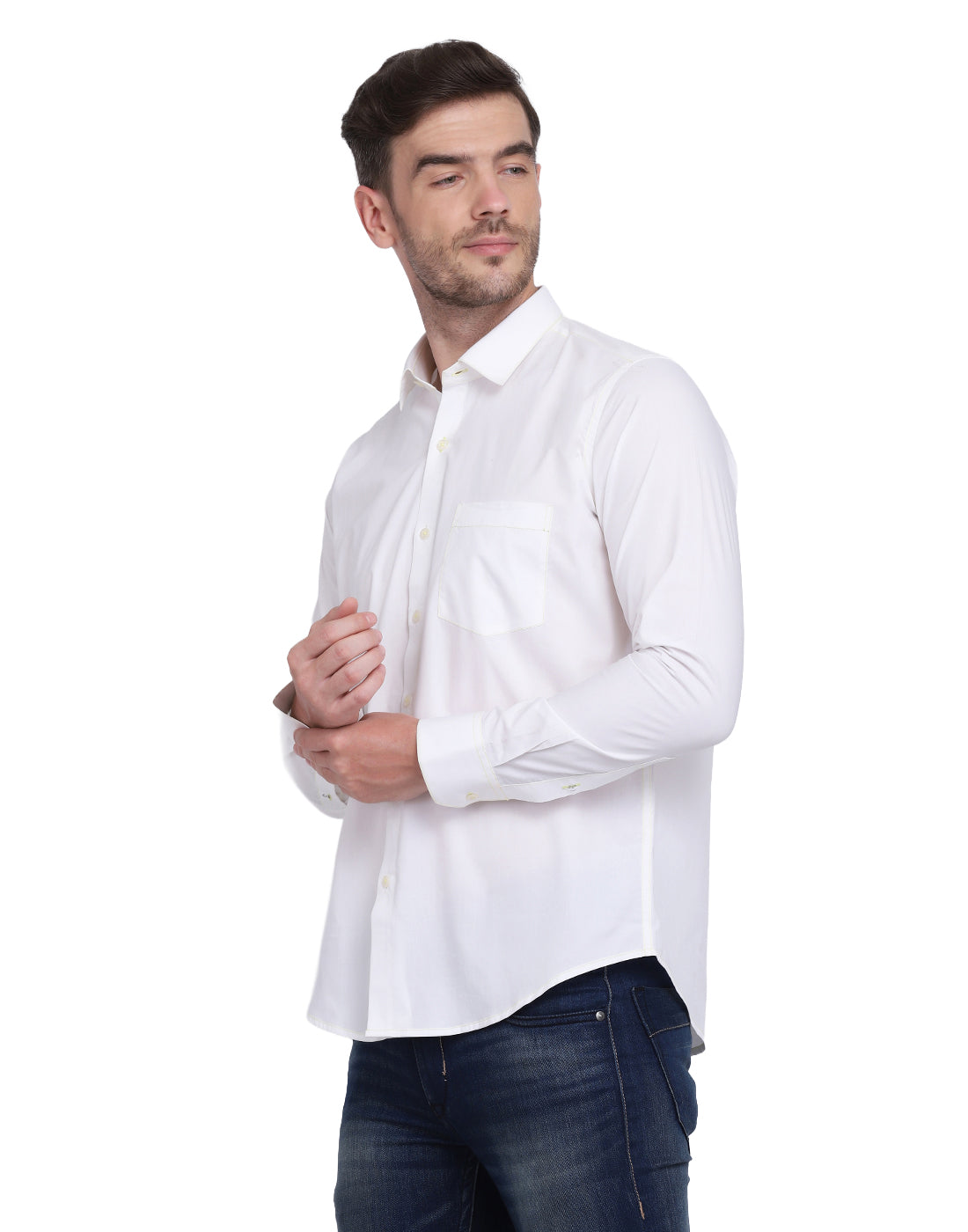Neon green Contrast Stitching detailed men's shirt