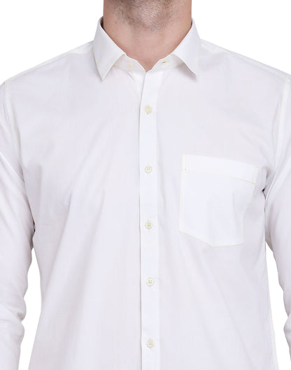 Neon Green Contrast Stitching Detailed Men's Shirt