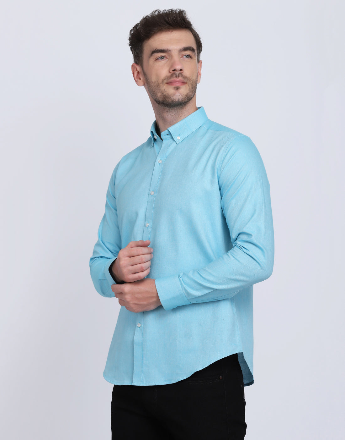 Cotton oxford formal Aqua Shirt