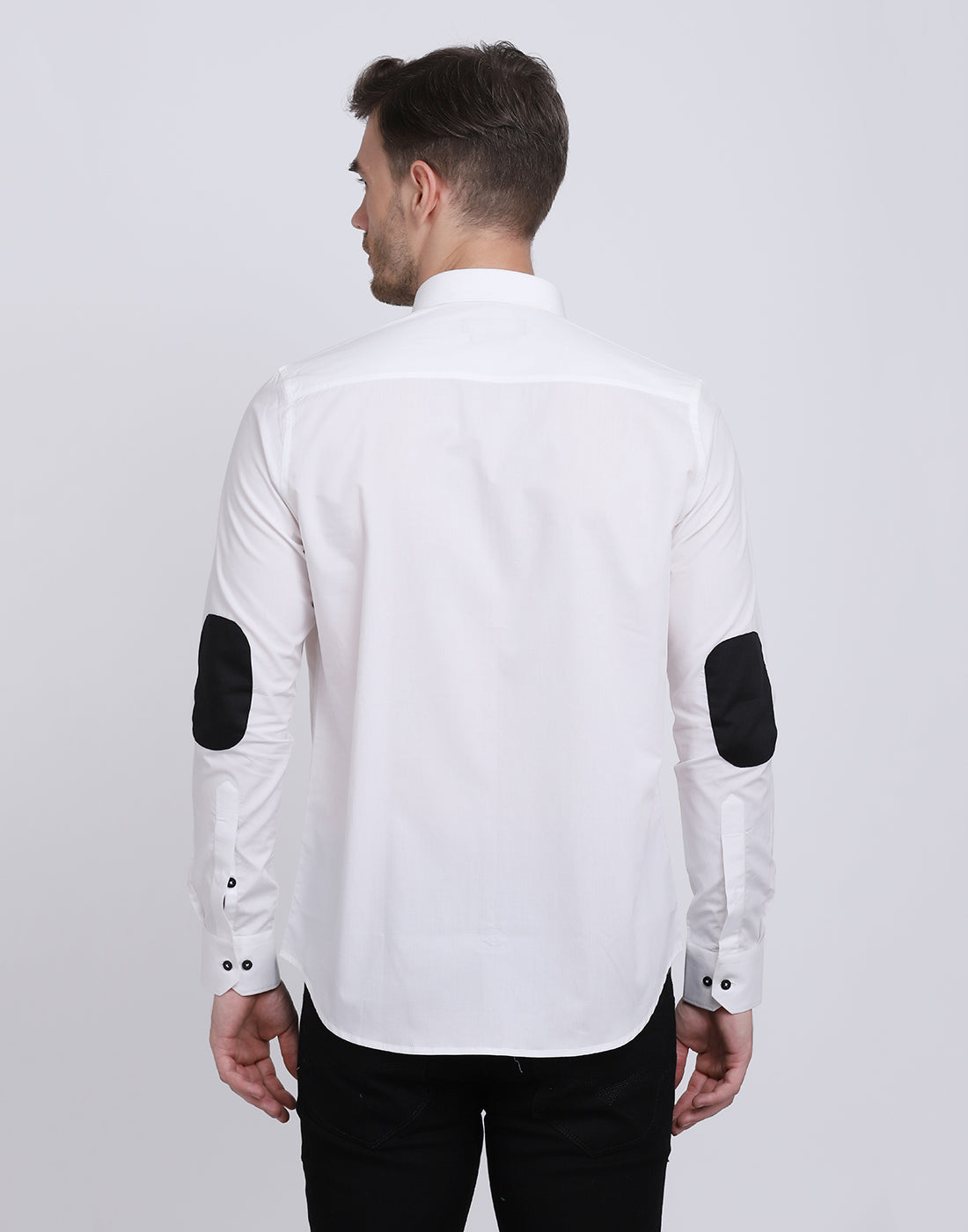 White With Black Pocket Detailed Cotton Shirt