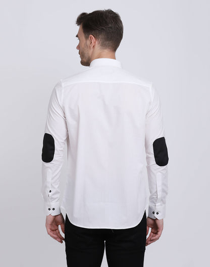 White With Black Pocket Detailed Cotton Shirt