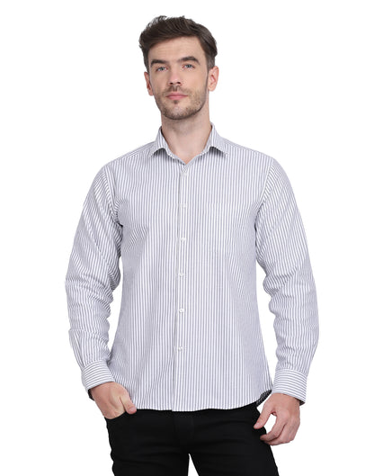 Cotton Oxford Casual Black & White Striped Shirt
