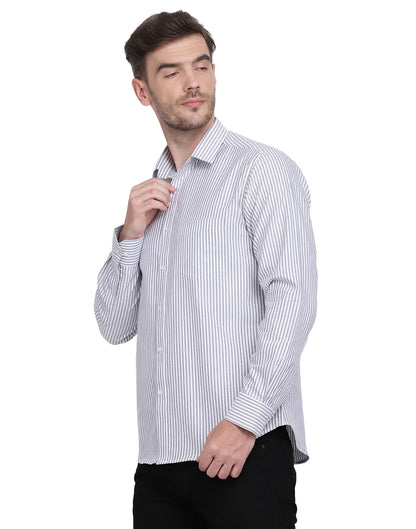 Cotton Oxford Casual Black & White Striped Shirt