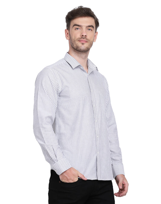 Cotton oxford Casual black & white striped Shirt