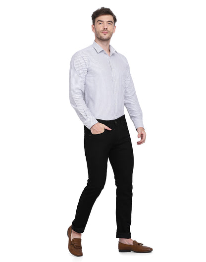 Cotton Oxford Casual Black & White Striped Shirt