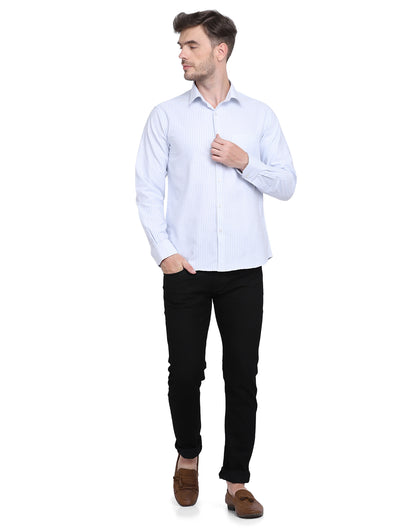 Cotton Oxford Casual Blue & White Striped Shirt