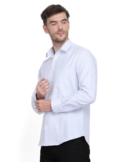 Cotton Oxford Casual Blue & White Striped Shirt