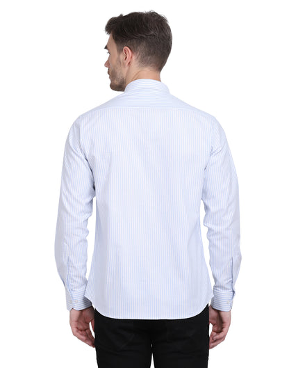 Cotton Oxford Casual Blue & White Striped Shirt