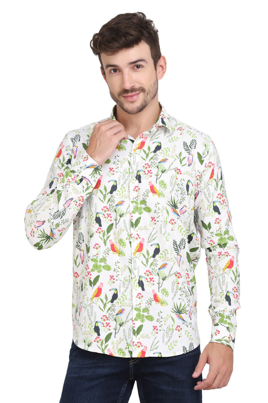 Birds Printed Regular Fit Casual/Party Shirt