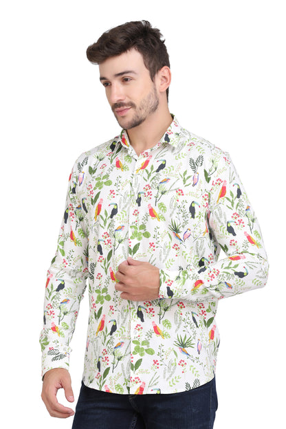 Birds Printed Regular Fit Casual/Party Shirt