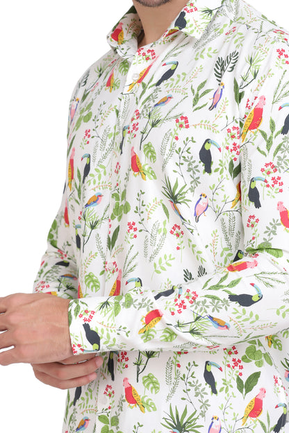 Birds Printed Regular Fit Casual/Party Shirt