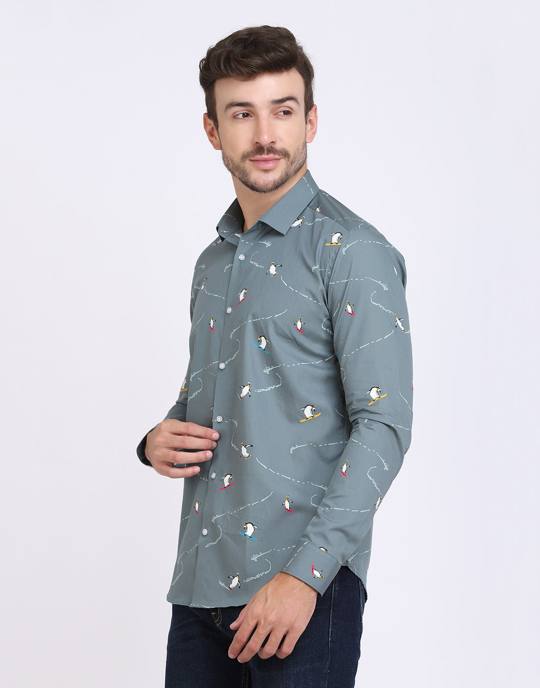 conversational penguin print men’s Shirt