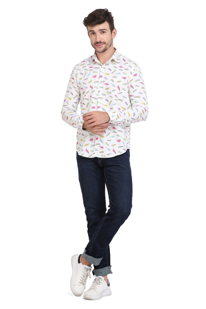 Conversational Airplane Print Men’s Shirt