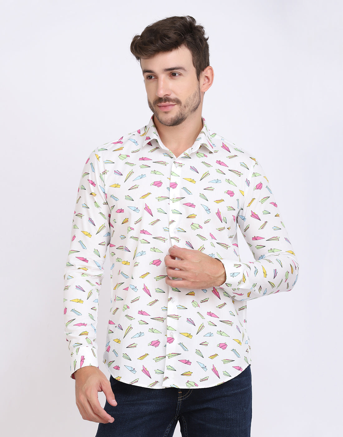 conversational airplane print men’s Shirt