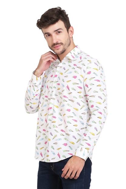 Conversational Airplane Print Men’s Shirt