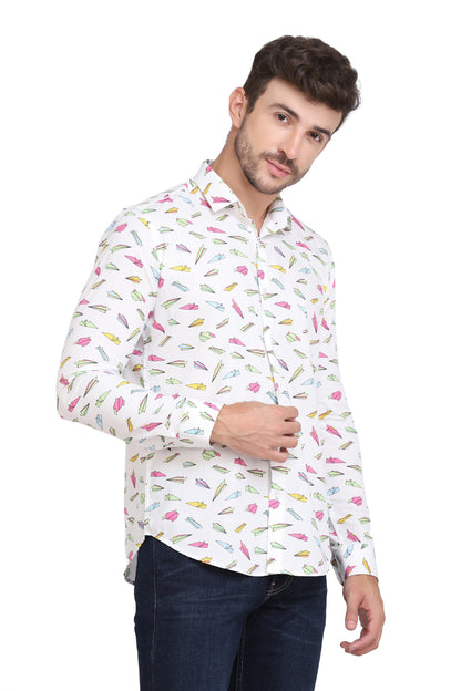 Conversational Airplane Print Men’s Shirt