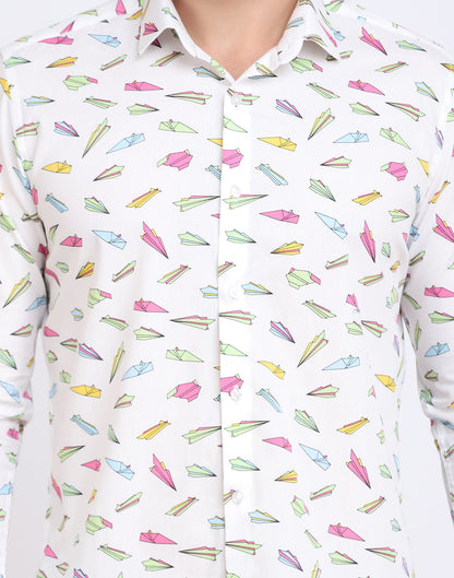 Conversational Airplane Print Men’s Shirt