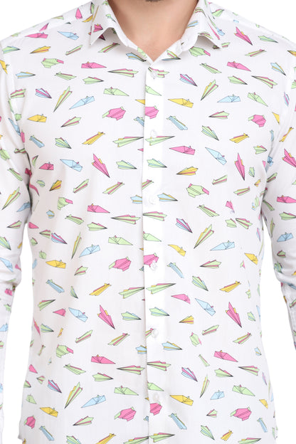 Conversational Airplane Print Men’s Shirt