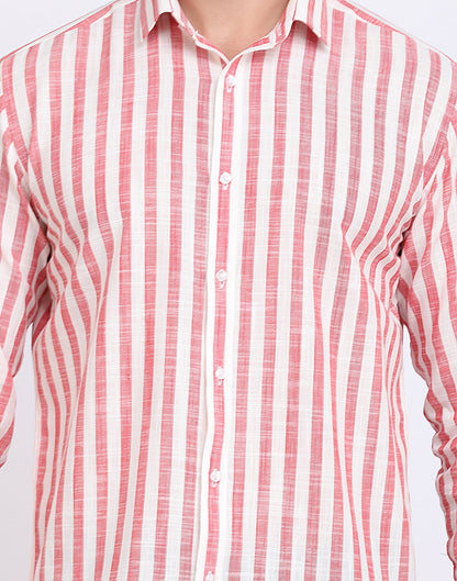 Men’s Red & White Cotton Slub Shirt