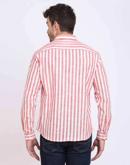 Men’s Red & White Cotton Slub Shirt