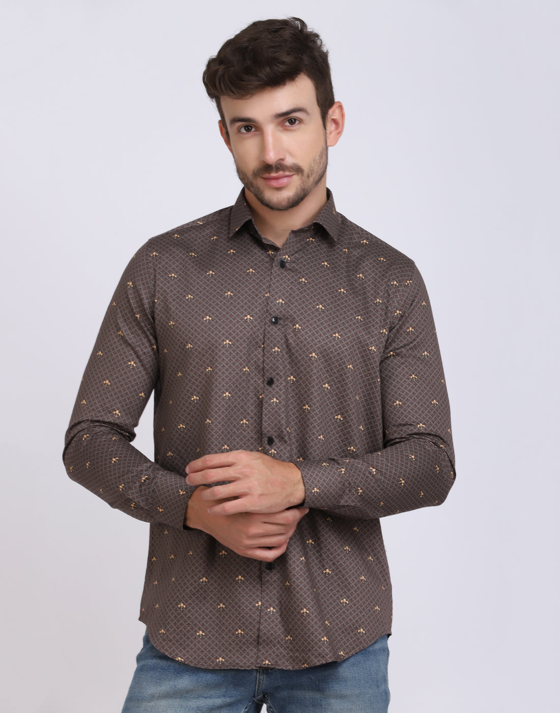 Printed Cotton Herringbone Party Shirt