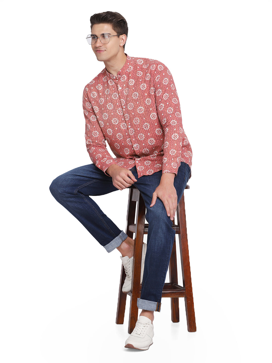 Ethnic  Drops Stripes Print Shirt