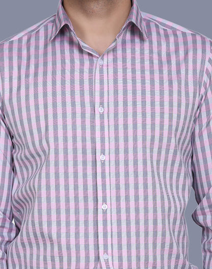 Checkered Yarn Dyed Pink Men’s Shirt