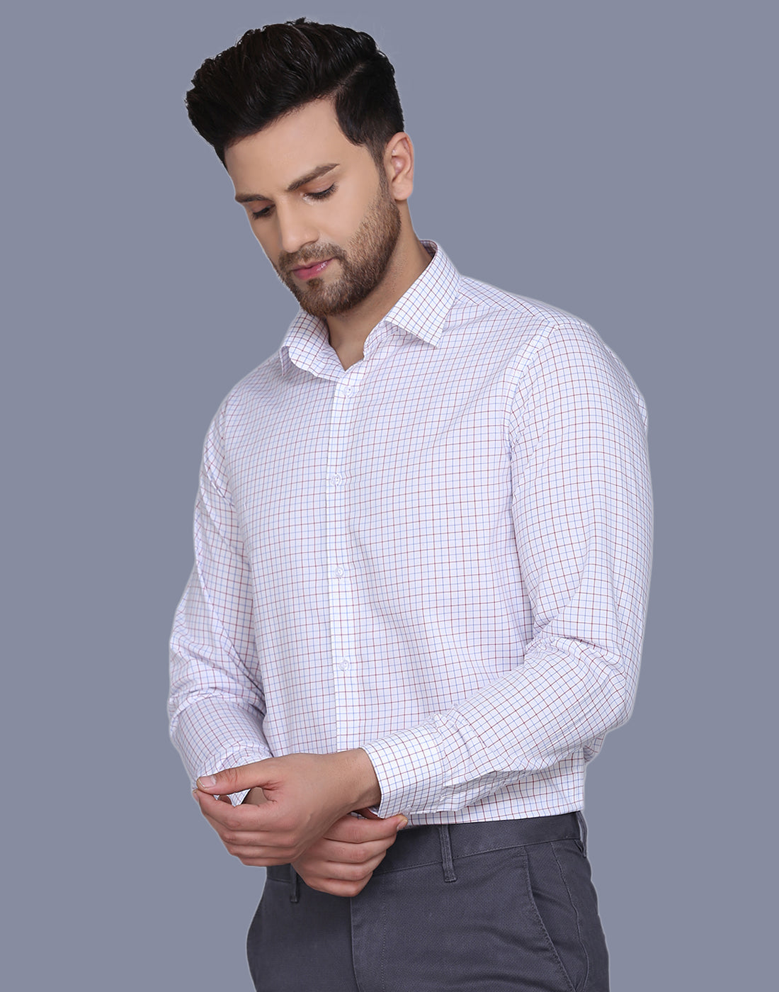 Cotton Blend checkered men's shirt