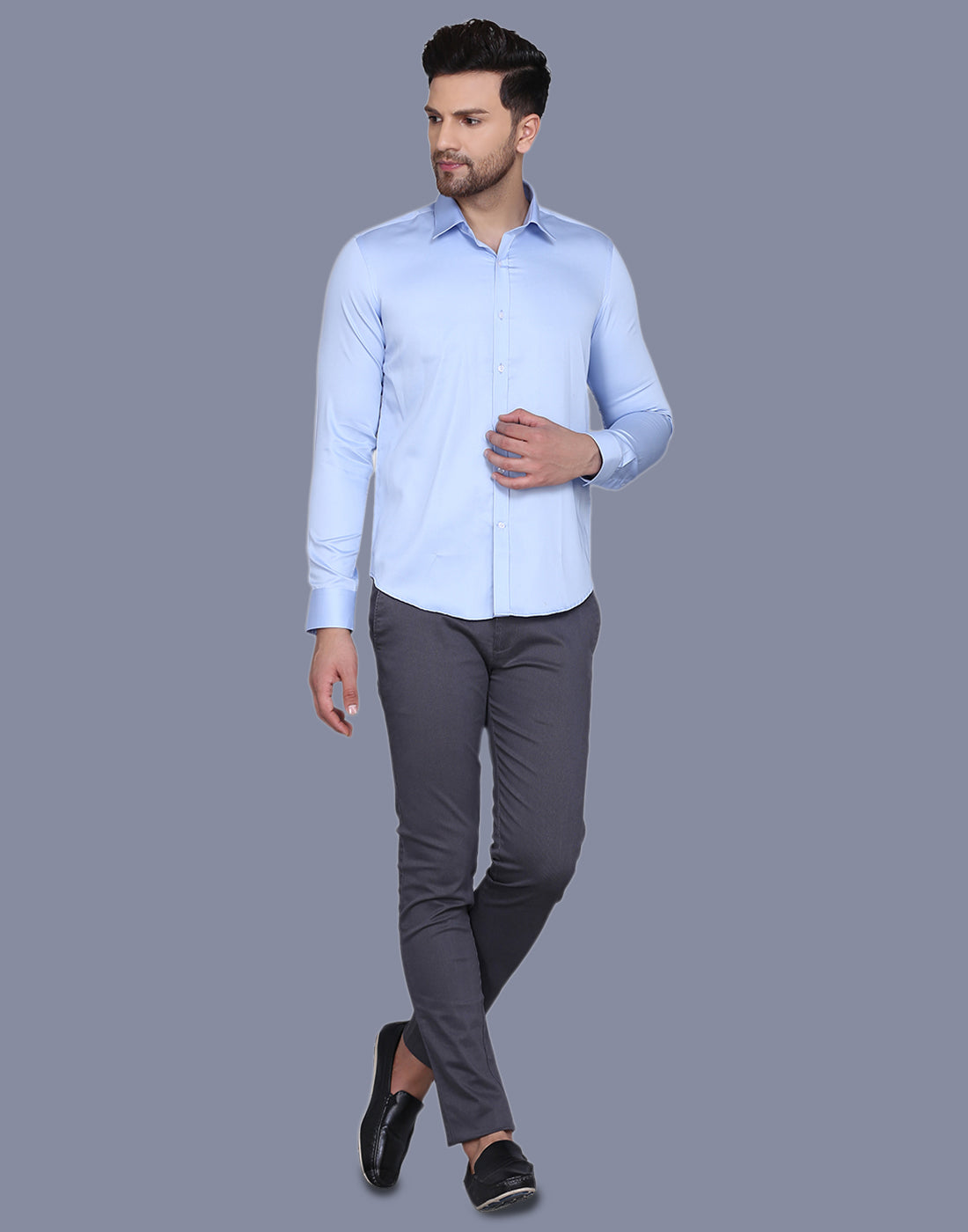 Sky Blue Cotton Satin Shirt