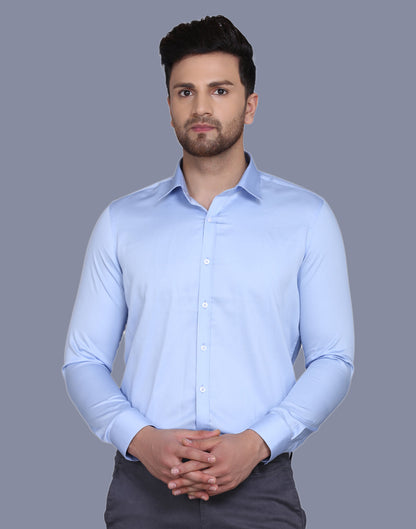 Sky Blue Cotton Satin Shirt
