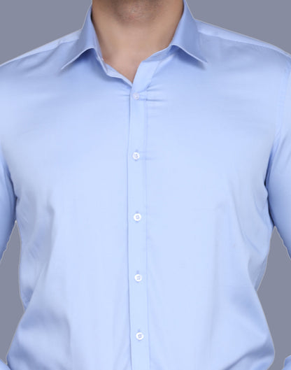 Sky Blue Cotton Satin Shirt