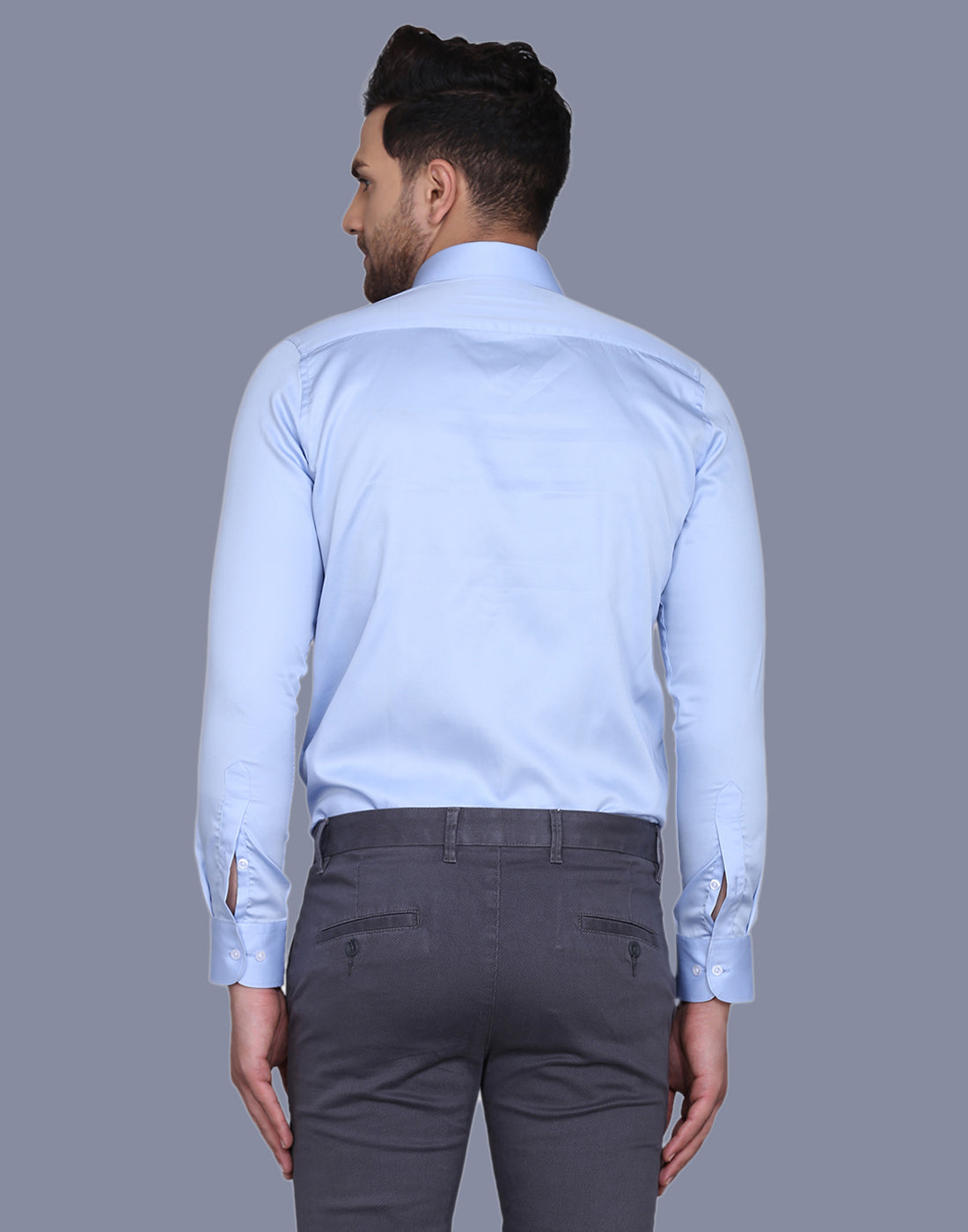 Sky Blue Cotton Satin Shirt