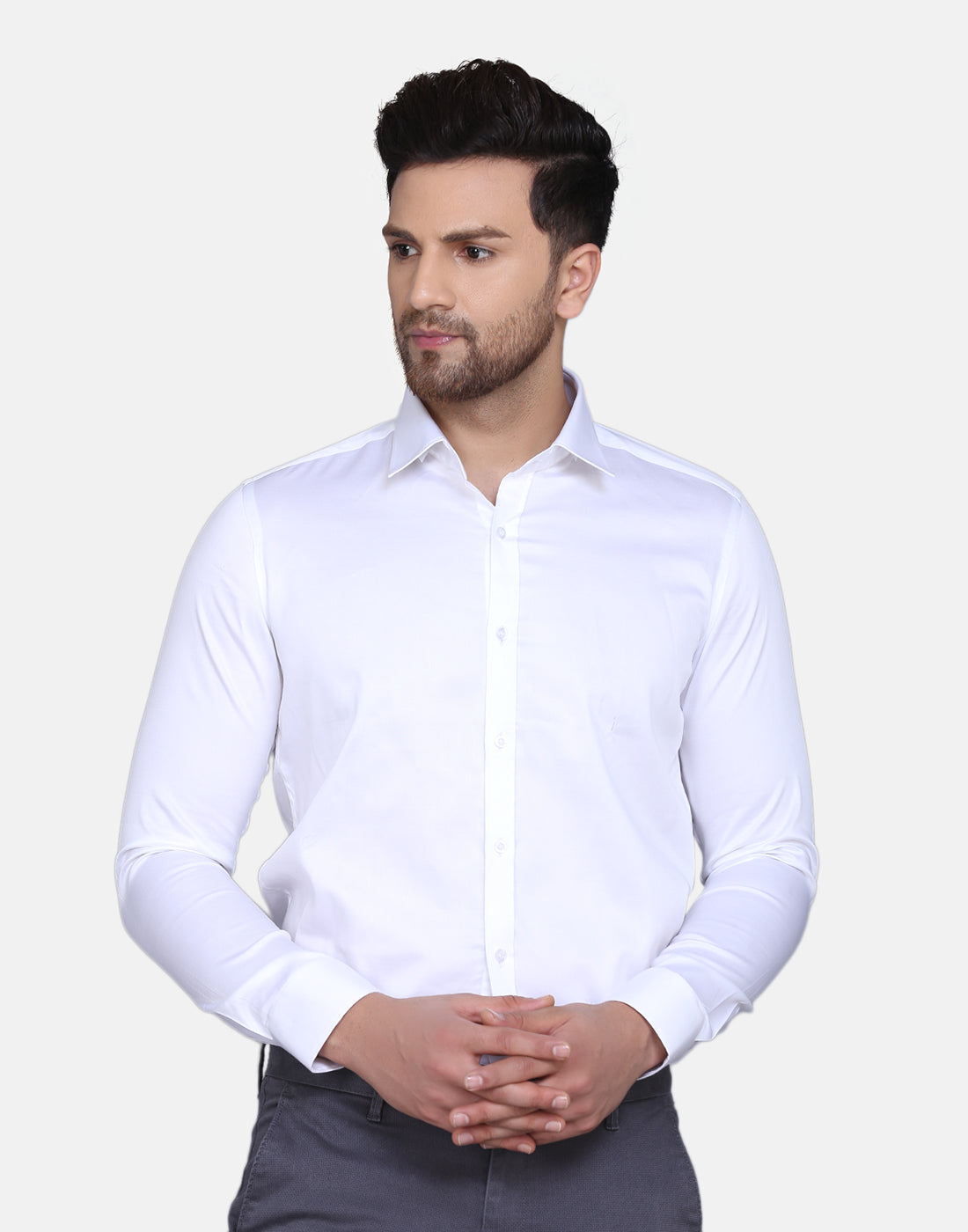 White Cotton Satin Shirt