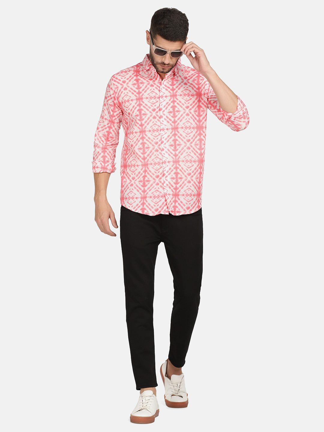 ETHNIC GEO TIE & DYE PRINT SHIRT