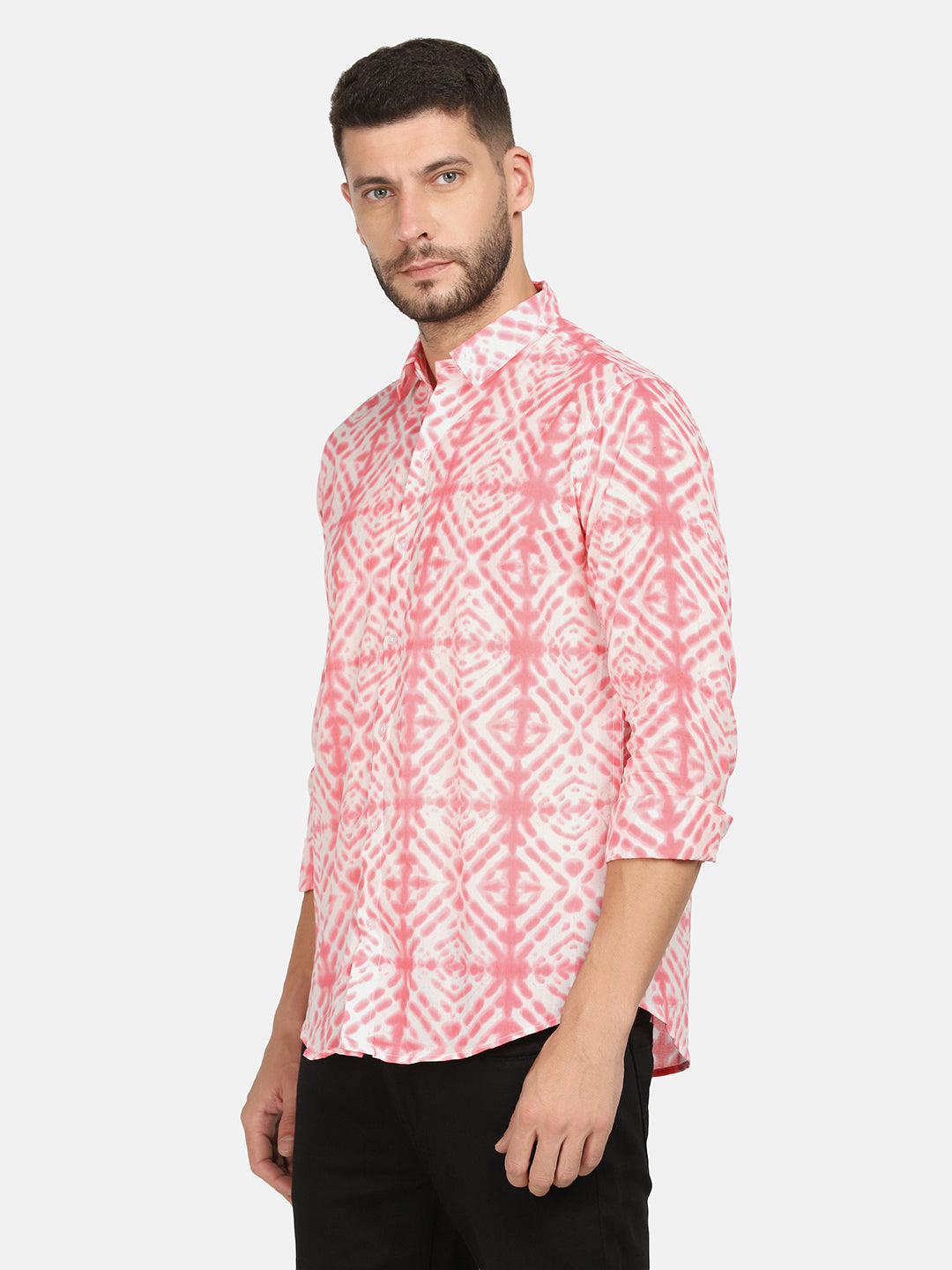 ETHNIC GEO TIE & DYE PRINT SHIRT